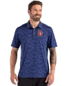 Denver Broncos Historic Cutter & Buck Coastline Recycled Double Peached Camo Print Mens Polo Tour Blue Front Thumbnail Image