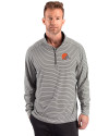 Cleveland Browns Cutter & Buck Forge Recycled Double Stripe Four-Way Stretch Mens Quarter Zip Pullover Black/White Front Thumbnail Image