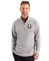 Indianapolis Colts Monochromatic Cutter & Buck Forge Recycled Double Stripe Four-Way Stretch Mens Quarter Zip Pullover Polished/White Front Thumbnail Image