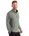 Philadelphia Eagles Historic -  Cutter & Buck Forge Recycled Double Stripe Four-Way Stretch Mens Quarter Zip Pullover Hunter/White Side Thumbnail Image