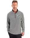 Miami Dolphins Cutter & Buck Forge Recycled Double Stripe Four-Way Stretch Mens Quarter Zip Pullover Black/White Front Thumbnail Image