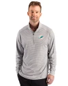 Miami Dolphins Cutter & Buck Forge Recycled Double Stripe Four-Way Stretch Mens Quarter Zip Pullover Polished/White Front Thumbnail Image