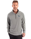 San Francisco 49ers Monochromatic Cutter & Buck Forge Recycled Double Stripe Four-Way Stretch Mens Quarter Zip Pullover Black/White Front Thumbnail Image