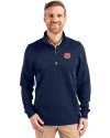 Auburn Tigers Cutter & Buck Traverse Stretch Eco Quarter Zip Mens Big and Tall Pullover Liberty Navy Front Thumbnail Image