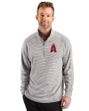 Los Angeles Angels City Connect Cutter & Buck Forge Recycled Double Stripe Four-Way Stretch Mens Quarter Zip Pullover Polished/White Front Thumbnail Image