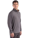 Las Vegas Raiders Historic Cutter & Buck Forge Recycled Four-Way Stretch Mens Big & Tall Quarter Zip Pullover Dark Black Heather Side Thumbnail Image