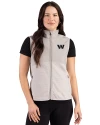 Washington Commanders Monochromatic Cutter & Buck Hunts Point Recycled Fleece Womens Hybrid Full Zip Vest Polished Medium Gray Front Thumbnail Image