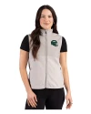 New York Jets NFL Helmet Cutter & Buck Hunts Point Recycled Fleece Womens Hybrid Full Zip Vest Polished Medium Gray Front Thumbnail Image