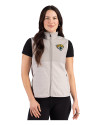 Jacksonville Jaguars Cutter & Buck Hunts Point Recycled Fleece Womens Hybrid Full Zip Vest Polished Medium Gray Front Thumbnail Image