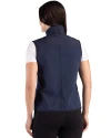 Washington Commanders Americana Cutter & Buck Hunts Point Recycled Fleece Womens Hybrid Full Zip Vest Navy Blue Back Thumbnail Image