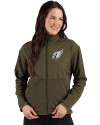 Arizona Cardinals Mono Cutter & Buck Hunts Point Recycled Fleece Womens Hybrid Full Zip Jacket Poplar Front Thumbnail Image