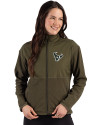 Houston Texans Mono - Cutter & Buck Hunts Point Recycled Fleece Womens Hybrid Full Zip Jacket Poplar Front Thumbnail Image