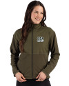 Cinicinnati Bengals Monochromatic Cutter & Buck Hunts Point Recycled Fleece Womens Hybrid Full Zip Jacket Poplar Front Thumbnail Image