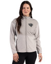 Jacksonville Jaguars Mono Cutter & Buck Hunts Point Recycled Fleece Womens Hybrid Full Zip Jacket Polished Medium Gray Front Thumbnail Image