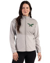 Philadelphia Eagles Historic -  Cutter & Buck Hunts Point Recycled Fleece Womens Hybrid Full Zip Jacket Polished Medium Gray Front Thumbnail Image
