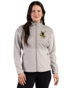 Pittsburgh Steelers Historic Cutter & Buck Hunts Point Recycled Fleece Womens Hybrid Full Zip Jacket Polished Medium Gray Front Thumbnail Image