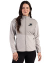 Miami Dolphins Mono Cutter & Buck Hunts Point Recycled Fleece Womens Hybrid Full Zip Jacket Polished Medium Gray Front Thumbnail Image
