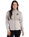 Atlanta Falcons Cutter & Buck Hunts Point Recycled Fleece Womens Hybrid Full Zip Jacket Polished Medium Gray Front Thumbnail Image