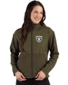View image 8: Las Vegas Raiders Monochromatic Cutter & Buck Hunts Point Recycled Fleece Womens Hybrid Full Zip Jacket Poplar Front