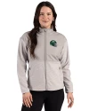 New York Jets NFL Helmet Cutter & Buck Hunts Point Recycled Fleece Womens Hybrid Full Zip Jacket Polished Medium Gray Front Thumbnail Image