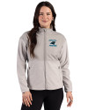 Carolina Panthers Historic Cutter & Buck Hunts Point Recycled Fleece Womens Hybrid Full Zip Jacket Polished Medium Gray Front Thumbnail Image