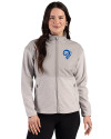 Los Angeles Rams Historic Cutter & Buck Hunts Point Recycled Fleece Womens Hybrid Full Zip Jacket Polished Medium Gray Front Thumbnail Image