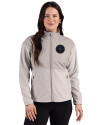 NY Mets City Connect Cutter & Buck Hunts Point Recycled Fleece Womens Hybrid Full Zip Jacket Polished Medium Gray Front Thumbnail Image