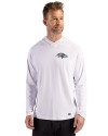 Baltimore Ravens Mono Cutter & Buck Prospect Recycled Featherlight Stretch Mens Hooded Pullover White Front Thumbnail Image