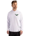 Philadelphia Eagles Historic -  Cutter & Buck Prospect Recycled Featherlight Stretch Mens Hooded Pullover White Front Thumbnail Image