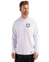 Indianapolis Colts Americana Cutter & Buck Prospect Recycled Featherlight Stretch Mens Hooded Pullover White Front Thumbnail Image