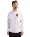 Pittsburgh Steelers Historic Cutter & Buck Prospect Recycled Featherlight Stretch Mens Hooded Pullover White Front Thumbnail Image