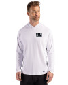 New York Giants Mono Cutter & Buck Prospect Recycled Featherlight Stretch Mens Hooded Pullover White Front Thumbnail Image