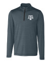 Texas A&M Aggies Cutter & Buck Holman Stripe Mens Big and Tall Half Zip Black Heather Mannequin Thumbnail Image
