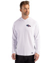 Denver Broncos Americana Cutter & Buck Prospect Recycled Featherlight Stretch Mens Hooded Pullover White Front Thumbnail Image