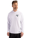 Tampa Bay Buccaneers Mono Cutter & Buck Prospect Recycled Featherlight Stretch Mens Hooded Pullover White Front Thumbnail Image