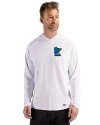 View image 7: Minnesota Twins City Connect Cutter & Buck Prospect Recycled Featherlight Stretch Mens Hooded Pullover White Front