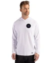NY Mets City Connect Cutter & Buck Prospect Recycled Featherlight Stretch Mens Hooded Pullover White Front Thumbnail Image