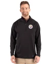 View image 1: Pittsburgh Steelers Cutter & Buck Prospect Recycled Featherlight Stretch Mens Big & Tall Quarter Zip Black Front