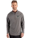 Las Vegas Raiders Historic Cutter & Buck Prospect Recycled Featherlight Stretch Mens Big & Tall Quarter Zip Elemental Grey Front Thumbnail Image