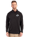 Los Angeles Rams Mono Cutter & Buck Prospect Recycled Featherlight Stretch Mens Big & Tall Quarter Zip Black Front Thumbnail Image