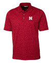 Nebraska Cornhuskers Cutter & Buck Advantage Tri-Blend Space Dye Mens Polo Dark Cardinal Red Mannequin Thumbnail Image