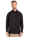 NY Mets City Connect Cutter & Buck Prospect Recycled Featherlight Stretch Mens Big & Tall Quarter Zip Black Front Thumbnail Image