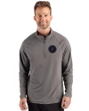 NY Mets City Connect Cutter & Buck Prospect Recycled Featherlight Stretch Mens Big & Tall Quarter Zip Elemental Grey Front Thumbnail Image