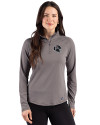 Atlanta Falcons NFL Helmet Cutter & Buck Prospect Recycled Featherlight Stretch Womens Quarter Zip Elemental Grey Front Thumbnail Image
