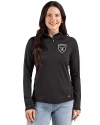 Las Vegas Raiders Cutter & Buck Prospect Recycled Featherlight Stretch Womens Quarter Zip Black Front Thumbnail Image