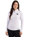 New England Patriots Mono Cutter & Buck Prospect Recycled Featherlight Stretch Womens Quarter Zip White Front Thumbnail Image