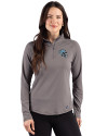 Detroit Lions NFL Helmet Cutter & Buck Prospect Recycled Featherlight Stretch Womens Quarter Zip Elemental Grey Front Thumbnail Image