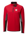 Nebraska Cornhuskers Cutter & Buck Traverse Colorblock Stretch Quarter Zip Mens Pullover Red Mannequin Thumbnail Image