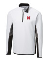 Nebraska Cornhuskers Cutter & Buck Traverse Colorblock Stretch Quarter Zip Mens Pullover White Mannequin Thumbnail Image