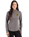 Green Bay Packers NFL Helmet Cutter & Buck Prospect Recycled Featherlight Stretch Womens Quarter Zip Elemental Grey Front Thumbnail Image